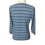 J. McLaughlin Catalina Cloth Blue Lobster Print 3/4 Sleeve Top Coastal Classic Photo 1