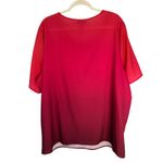 Catherines  Ombre Pink Red Pleated Scoop Neck Butterfly Sleeve Tunic Top 2X Photo 6