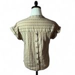 Fifty Street Striped V Neck Blouse Boho Chic Button Back Top Casual Relaxed Fit Photo 1