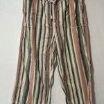 Beach Lunch Lounge Womens Pants Size L Stripe Linen Crop Wide Leg Photo 0