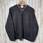 Liz Baker Vintage 90s Plaid Gold Button Cardigan Sweater Acrylic Womens XL Photo 0