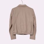 Sam Edelman  Lamb Leather Drape Front Bomber Jacket Neutral Blush Pink Size Small Photo 3