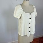 Madewell  Jacquard Square-Neck Puff-Sleeve Top in Antique Cream Photo 2