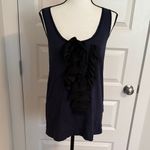 Vera Wang Simply Vera Elegant Navy and Black Ruffle Tank Top Photo 3