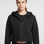 Nike EXCELLENT Black Quilted Full-Zip Cropped Hoodie Jacket Size M Medium Photo 1