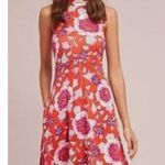 Anthropologie Anthopologie | Maeve Cleary Orange Floral Mock Neck Midi Dress Women's sz. L Photo 0