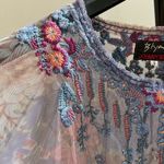 Johnny Was $390 NWT  Mesh Embroidered Layered Ruffles Floral Mini Dress Size S Photo 3