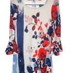 Maeve Anthropologie  Floral Long Sleeve Mini Dress Cream M Swing Bell Sleeve Photo 0