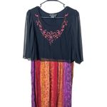 Carole Little Maxi Dress Womens 12 Black Orange Purple Floral Photo 1