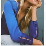 ZARA  Electric Blue Satin Deep V Bodysuit Photo 2