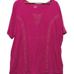 Catherines Women 2X Pink Short Sleeve Crochet Detail Top Lounge Casual Travel Photo 0