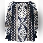 Tory Burch Candice Printed Silk Cotton Blouse in Blue $496 Photo 2