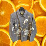 Alex Kim Gray Floral Embroidered Sequined Button Down Blazer Women's Size S Photo 3