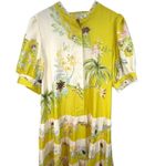 Boutique  1X Maggie Floral Maxi Dress Tropical Tired Puff Sleeve Yellow Womens Photo 7