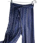 Sadie & Sage Pants Wide Leg Pants Navy Cream Small Lined Belted Boho New Blue Photo 8