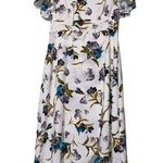 Gilli medium women’s v neck keyhole back zip up sheer lined dress floral print Blue Photo 0