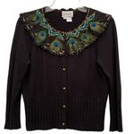 Woman’s just sweater with genuine peacock feathers 🪶 decoration Photo 0