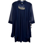R & M Richards  Navy Blue Dress with Rhinestones & Sheer Cardigan Formal Wedding Photo 1