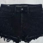American Eagle NWT-  Black Embroidered High Rise Denim Shorts – Size  Photo 0