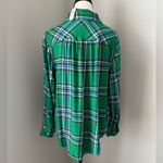 Aerie  Flannel Plaid‎ Top Women's Size S Green/Blue Button Down Front Pocket NWT Photo 2