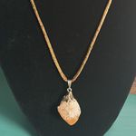 Vintage Dyed Agate Raw Citrine Orca Agate Pendants with Brown Silk Cord Necklace Silver Photo 9