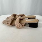 Saks 5th Avenue Saks Fifth Avenue Suede Elastic Strap Square Toe Heeled‎ Sandal in Nude Size 10 Photo 2