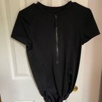 Zella  Black Short Sleeved Quarter Zip Body Suit Photo 0