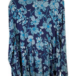 LOGO By Lori Goldstein LOGO Lori Goldstein Layers Blue Floral Mock Neck Shirt Preppy Womens XL Photo 0