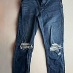 American Eagle  Mom Jean 2 Dark Wash Distressed Rips Photo 0