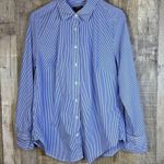 Premise Studio Size 12 Blue White Striped Button Front Long Sleeve w/But… Photo 0