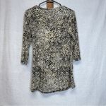 Clara Sun Wool Tan & Black Cheetah Print Faux Wrap Top Size XS Photo 3