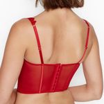 Victoria's Secret Victoria’s Secret Red Sheer Floral Embroidered Longline Bra Bustier Photo 2