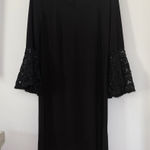 R & M Richards  women’s black scoop neck lace bell sleeves knee length‎ Size 12 Photo 0