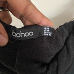 Boohoo Over the Shoulder Black Rouched Midi Bodycon Dress Women's Size 14 Photo 3