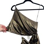 NEW NWT The Sei X Revolve One Shoulder Cutout Maxi Gown In Gold Lame Size 2 Photo 4