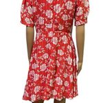 Lulus Ximena Coral Red White Floral Print Ruffled Mini Dress Womens Medium Photo 3