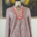 Saint Tropez West  Medium Ivory Blue Pink Tunic Cotton Blouse Beach Photo 1