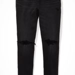 American Eagle AE Stretch Ripped Mom Jean Black Photo 2
