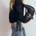 Divided FRINGED SHOULDER BAG Black Leather Women's‎ Bag Photo 2
