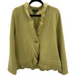 Mercer & Madison Citron Green Wool Ruffle Collar Button Front Jacket Blazer 1X Photo 0