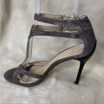Brian Atwood  Laetitia‎ Glitter 4.5” Heels T-Strap Strappy  Party Metallic 8 Photo 2