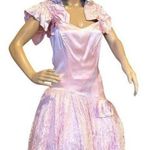 American Vintage Vintage 80's pink drop waist sleevless lace netting overlay bows dress small Photo 8