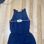 A'Gaci A’GACI Navy Blue Romper Lace Line Slit Back Stretchy Short Sleeveless size small Photo 5