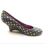 OH DEER! GRAY LEATHER "LADY IN WAITING" GOLD POLKA DOT HEELS (8) Photo 0