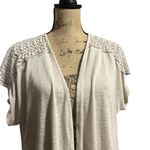 Maurice's Beige Knit Open Front Cardigan with Lace Accents Photo 1