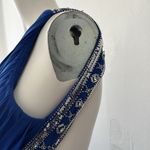 Betsy And Adam Electric Blue One Shoulder Sequin Beaded Floor Length Ball Gown 4 Photo 7