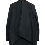 Lucy Drape Front Open Cardigan Sweater Long Sleeve Pockets Solid Black Small Photo 0