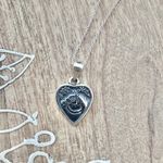 925 Sterling Silver Horse Pendant Necklace in Heart Shape Photo 1