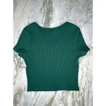 Green Ribbed V Neck Crop T Photo 2