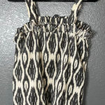 J.Crew  Size 0 Black White Ikat Print Sleeveless Blouse – Ruffle Neck Tank Top – Photo 0